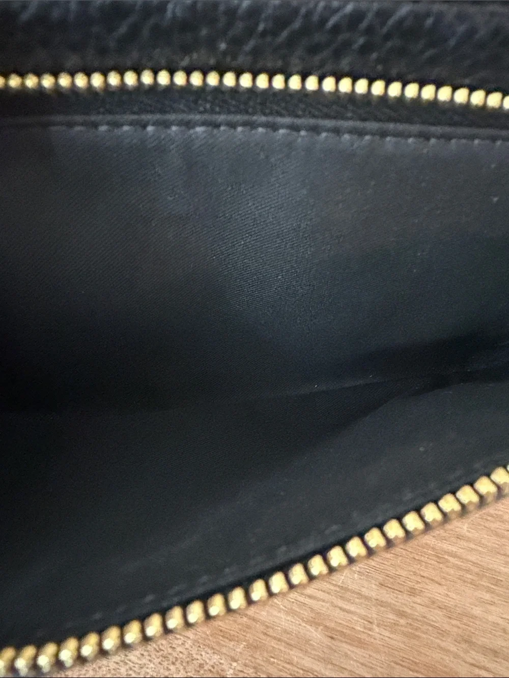 Coach Black Pebbled Leather Wristlet with Gold Logo